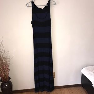 Black and navy striped maxi dress